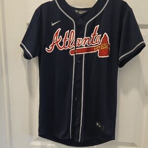 Nike Kids Navy Baseball Jersey with Atlanta Design